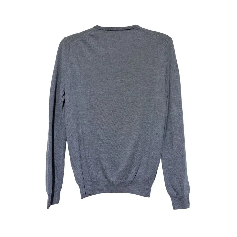 J Crew Merino Wool Sweater L Slim Fit V Neck Long Sleeves Gray 100% Merino Wool